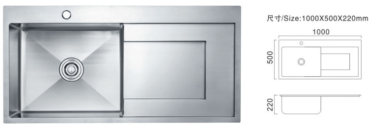 หม้อเดียว 81cm ริมน้ําครัว Custom Commercial Stainless ริมน้ําประเภท
