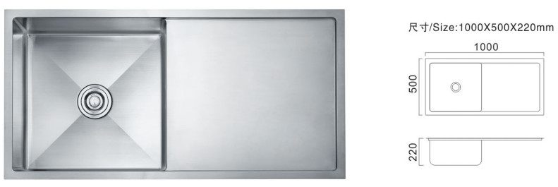 หม้อเดียว 81cm ริมน้ําครัว Custom Commercial Stainless ริมน้ําประเภท